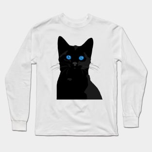 Black Cat with Blue Eyes Long Sleeve T-Shirt